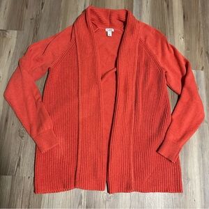 L.L. Bean Burnt Orange Open Cardigan Size Large